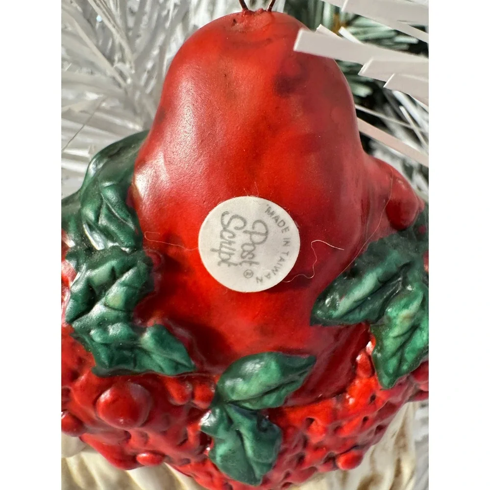 Santa Claus Ornaments Red White Vintage Style Set of 2